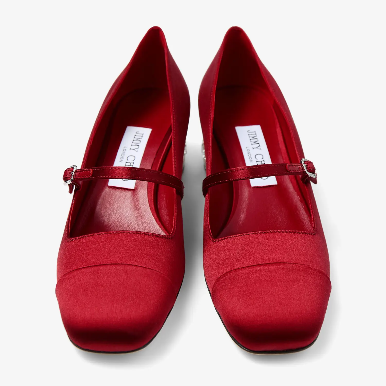 Elisa Crystal 45 | 水晶饰宝石红色缎面高跟鞋 | JIMMY CHOO